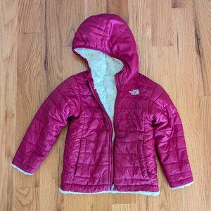 Pink North Face 4T Reversible winter jacket with hood